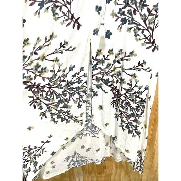 Lovestitch maxi dress peasant boho fall green floral high low hem casual women S - Picture 3 of 7